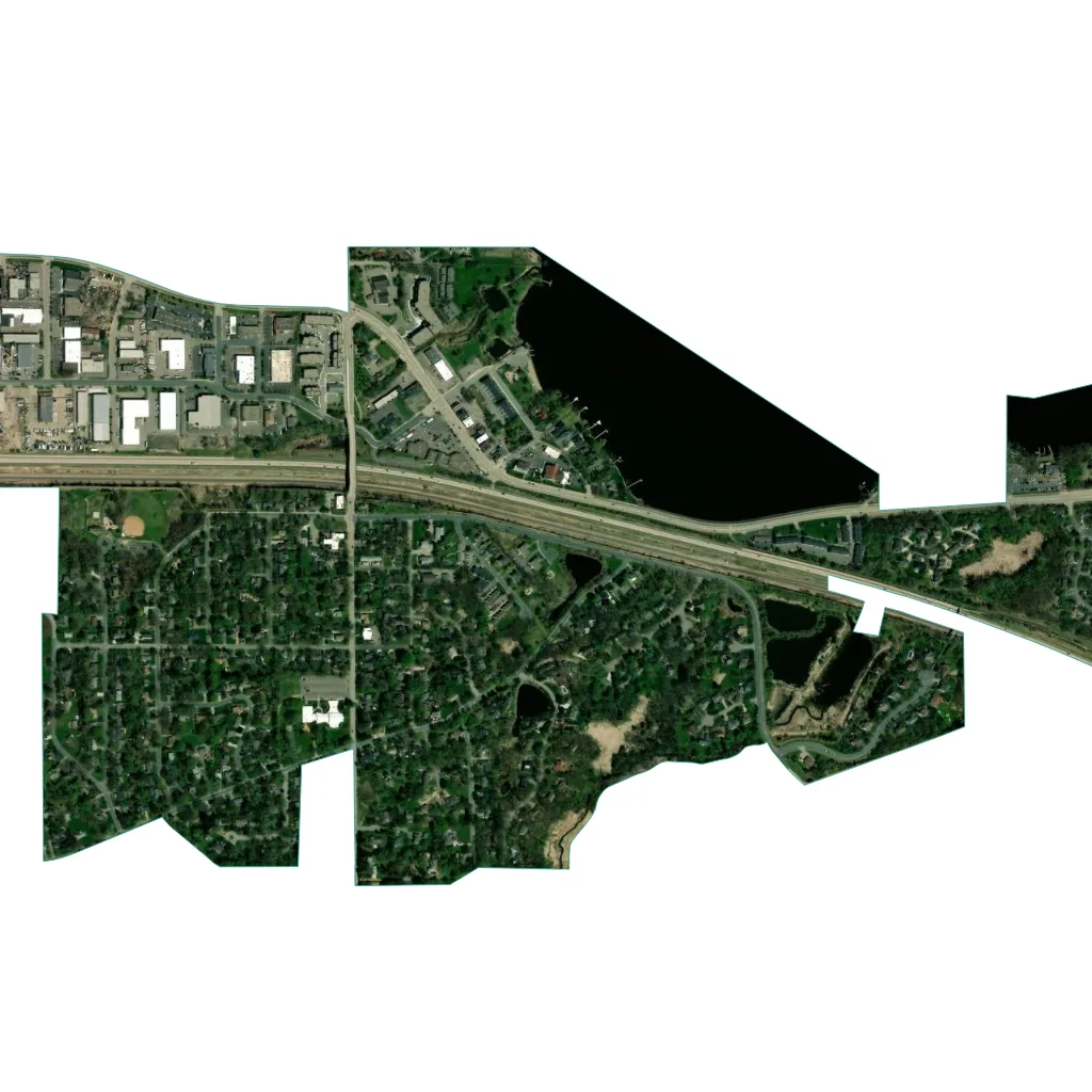 Satellite views of Carlton, Minnesota; Long Lake, Minnesota; and Kekoskee, Wisconsin