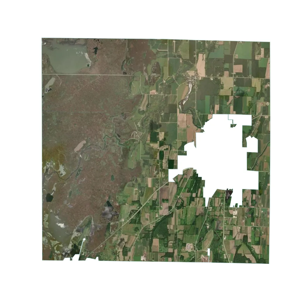 Satellite views of Carlton, Minnesota; Long Lake, Minnesota; and Kekoskee, Wisconsin