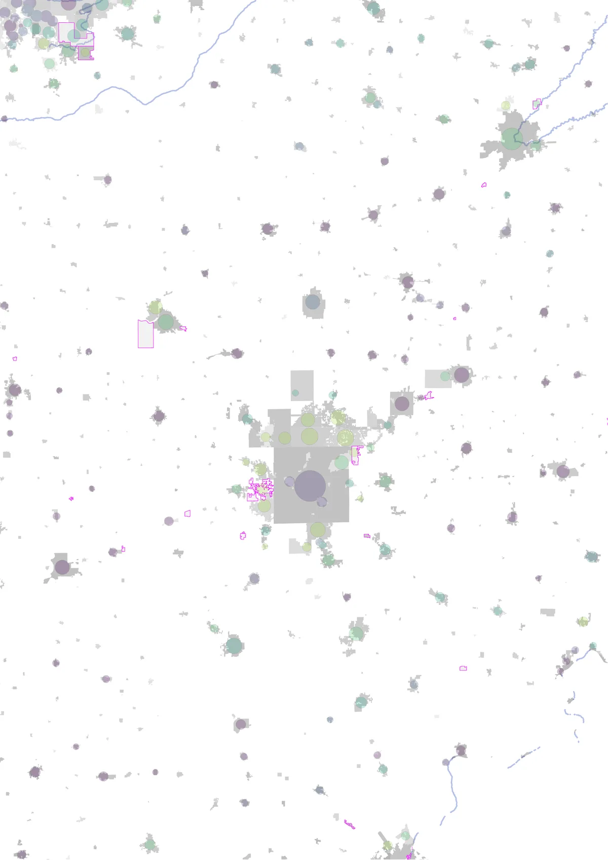 Indianapolis region, satellite and land cover maps of boundary changes