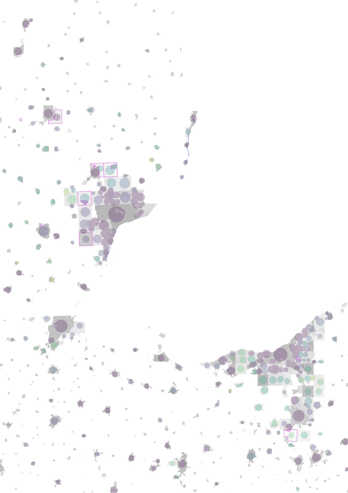 Detroit and Cleveland regions, satellite and land cover maps of boundary changes