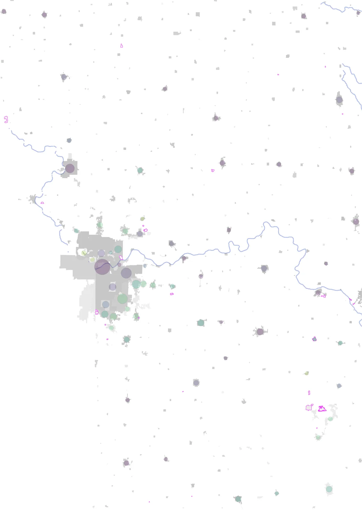 Kansas City region, satellite and land cover maps of boundary changes