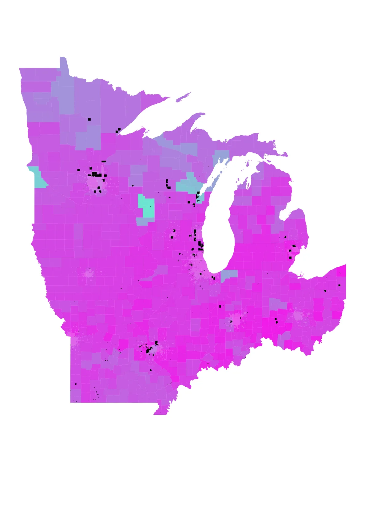 Regional maps of the Midwest